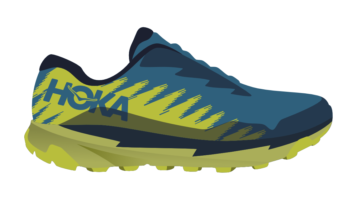Vector illustration of the HOKA Torrent 3 trail running shoe