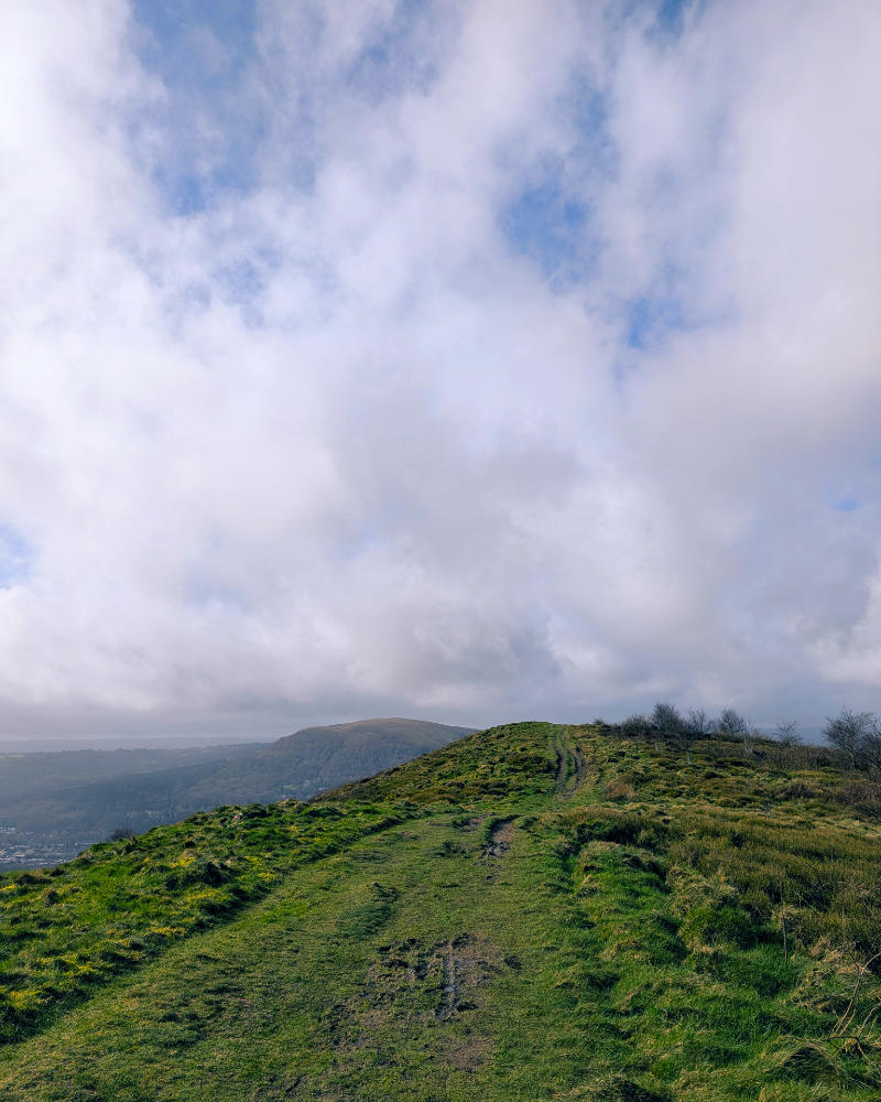 View from the top of Craig yr Allt looking towards the Garth in the distance